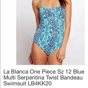 LaBlanca Blue Multi Serpentina  Bandeau Swimsuit